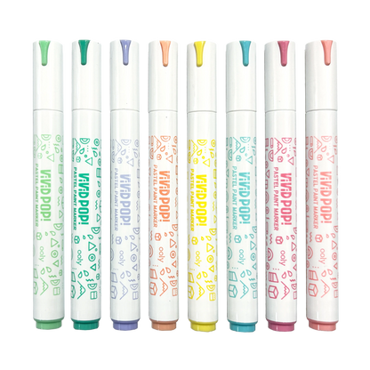 Row of capped Vivid Pop! Water Based Paint Markers - Pastel