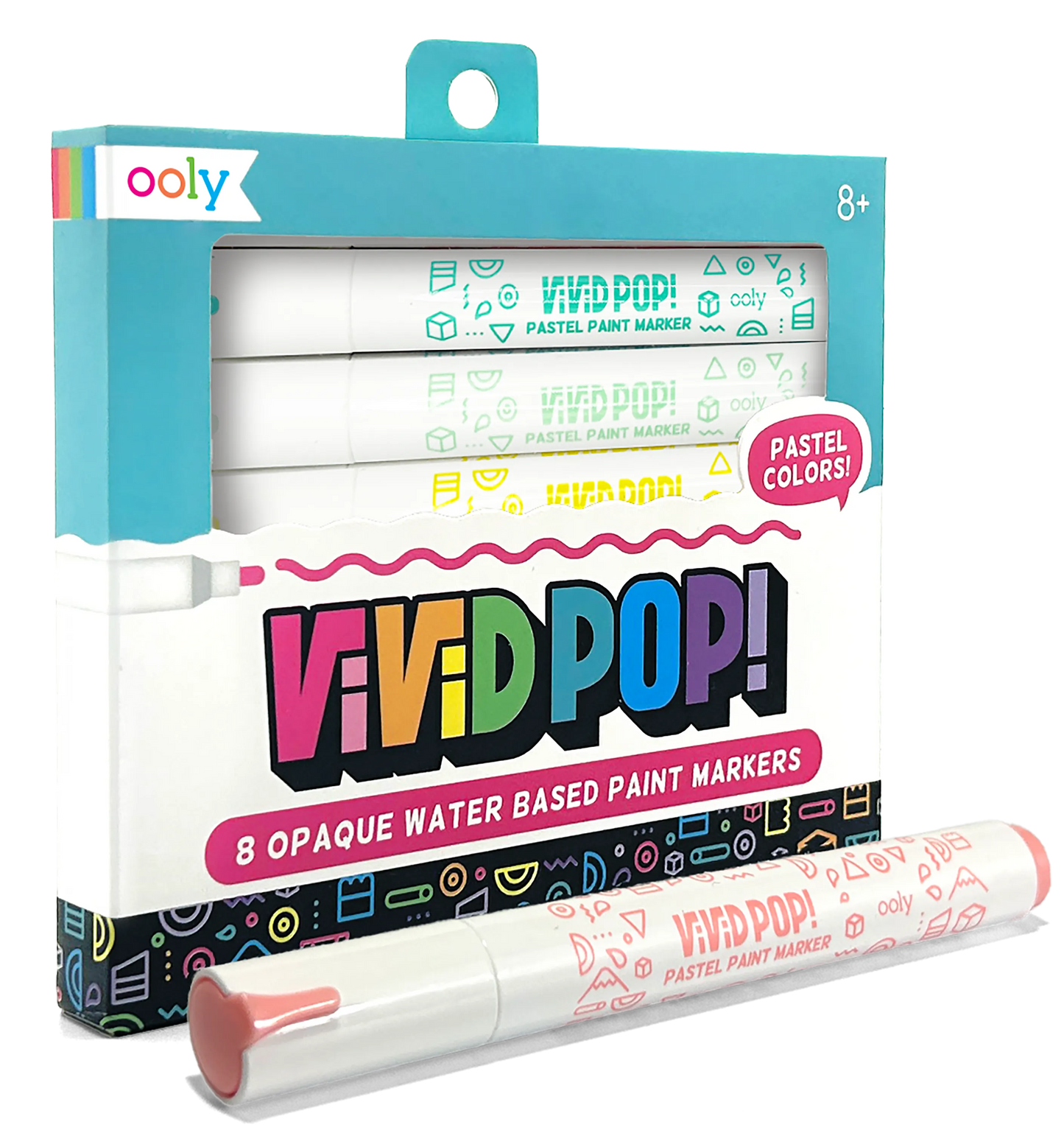 Quarter angle of OOLY Vivid Pop! Water Based Paint Markers - Pastel packaging