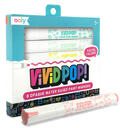 Quarter angle of OOLY Vivid Pop! Water Based Paint Markers - Pastel packaging