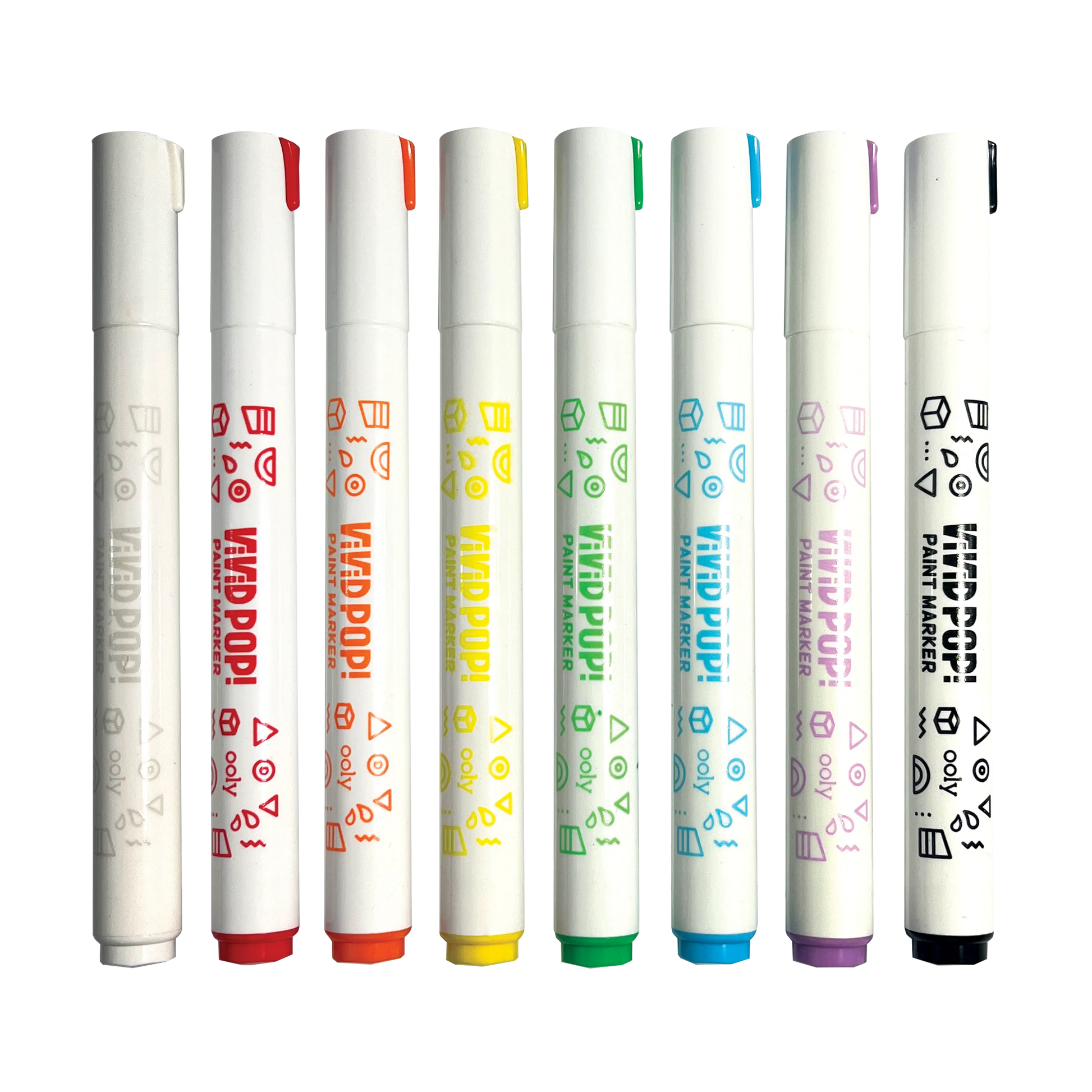 Row of capped markers from OOLY Vivid Pop! Water Based Paint Markers - Set of 8