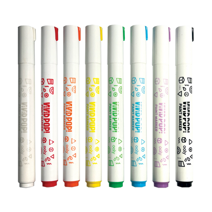Row of capped markers from OOLY Vivid Pop! Water Based Paint Markers - Set of 8