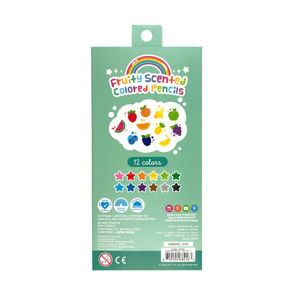 Back of packaging of OOLY Yummy Yummy Fruit Scented Colored Pencils