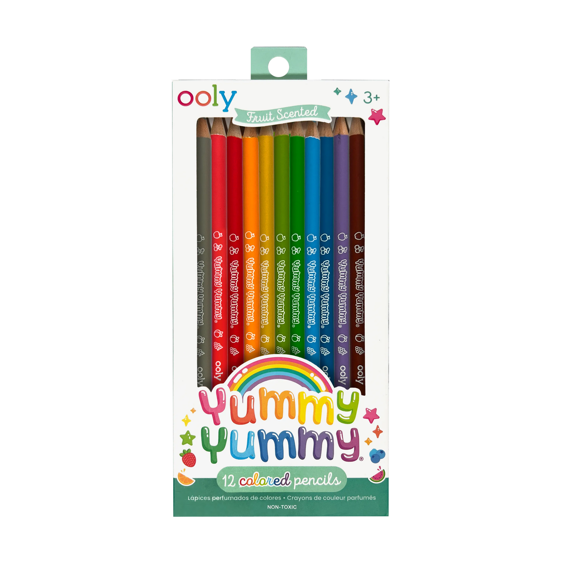 Front of packaging of OOLY Yummy Yummy Fruit Scented Colored Pencils - Set of 12