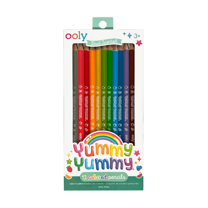 Front of packaging of OOLY Yummy Yummy Fruit Scented Colored Pencils - Set of 12