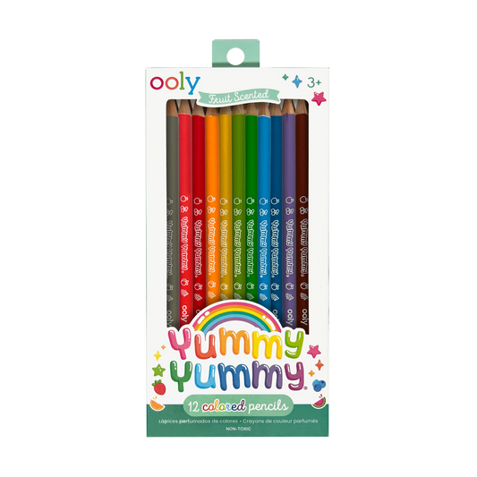 Front of packaging of OOLY Yummy Yummy Fruit Scented Colored Pencils - Set of 12