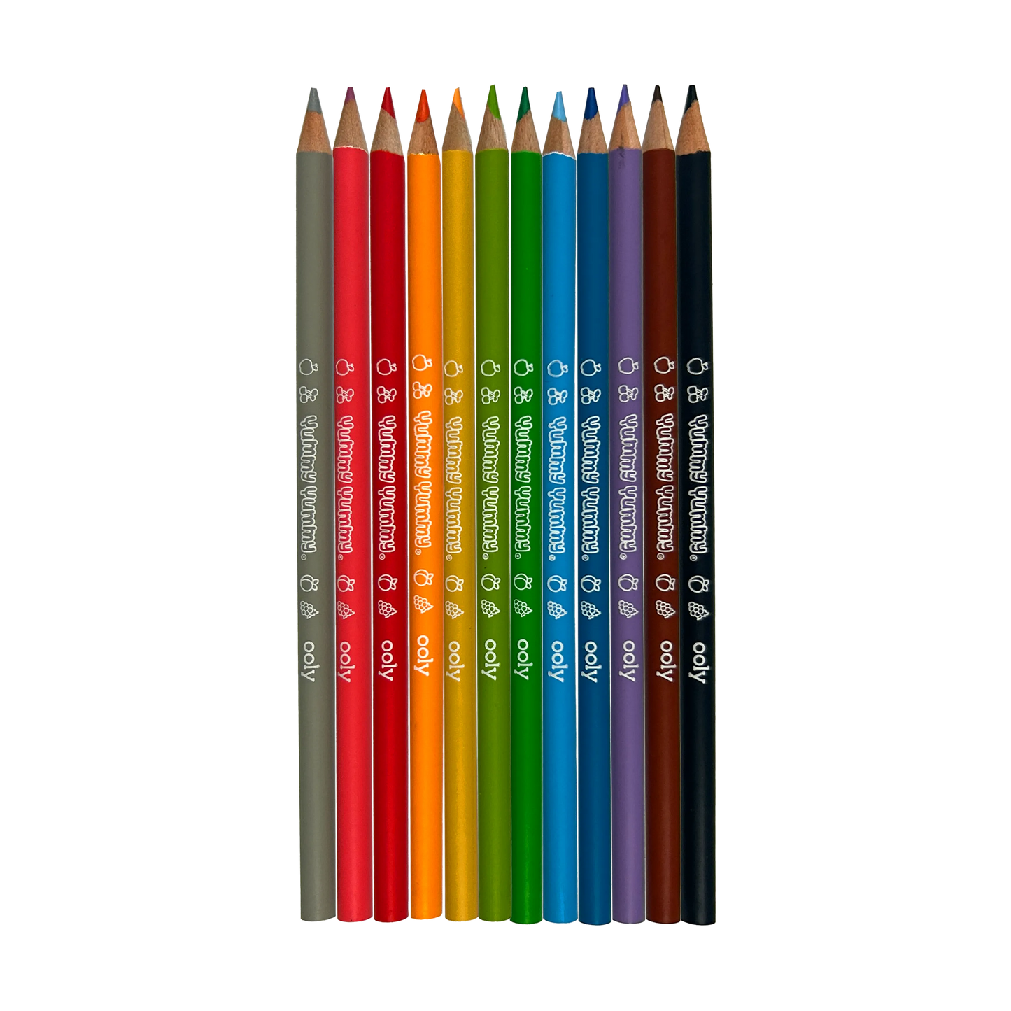 Row of colored pencils from OOLY Yummy Yummy Fruit Scented Colored Pencils