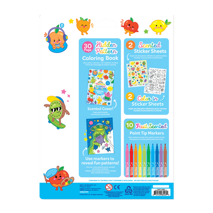 Back of packaging of OOLY Yummy Yummy Scented Coloring Kit - Markers Stickers Coloring Book