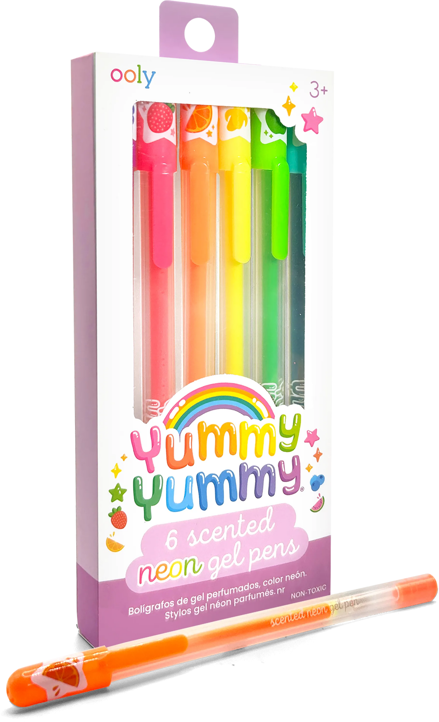 Yummy Yummy Scented Gel Pens - Neon - Set of 6 three quarters packaging
