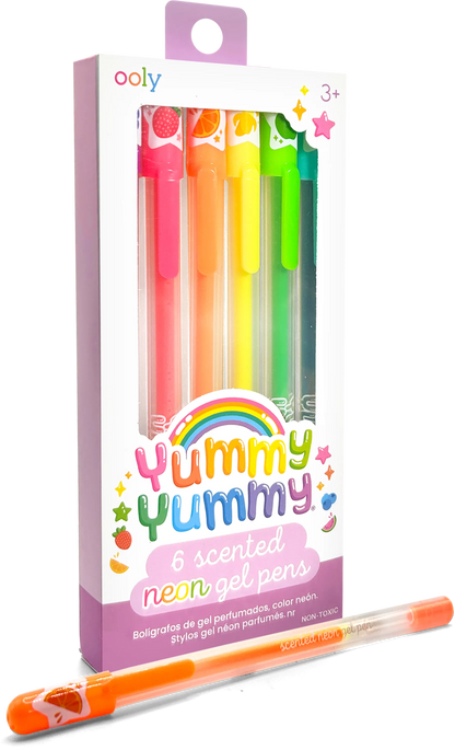 Yummy Yummy Scented Gel Pens - Neon - Set of 6 three quarters packaging