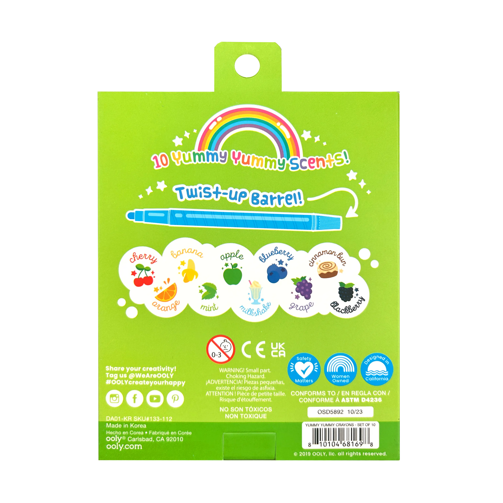 OOLY Yummy Yummy Scented Twist-Up Crayons packaging back