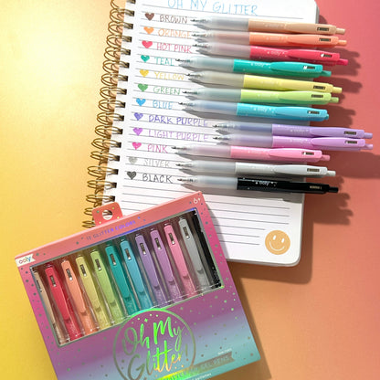 Oh My Glitter!: Retractable Glitter Ink Gel Pens (Set of 12)