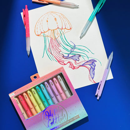 Oh My Glitter!: Retractable Glitter Ink Gel Pens (Set of 12)