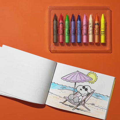 OOLY x Peanuts: Snoopy School Coloring Travel Kit (9 Crayons & 48 Coloring Pages)